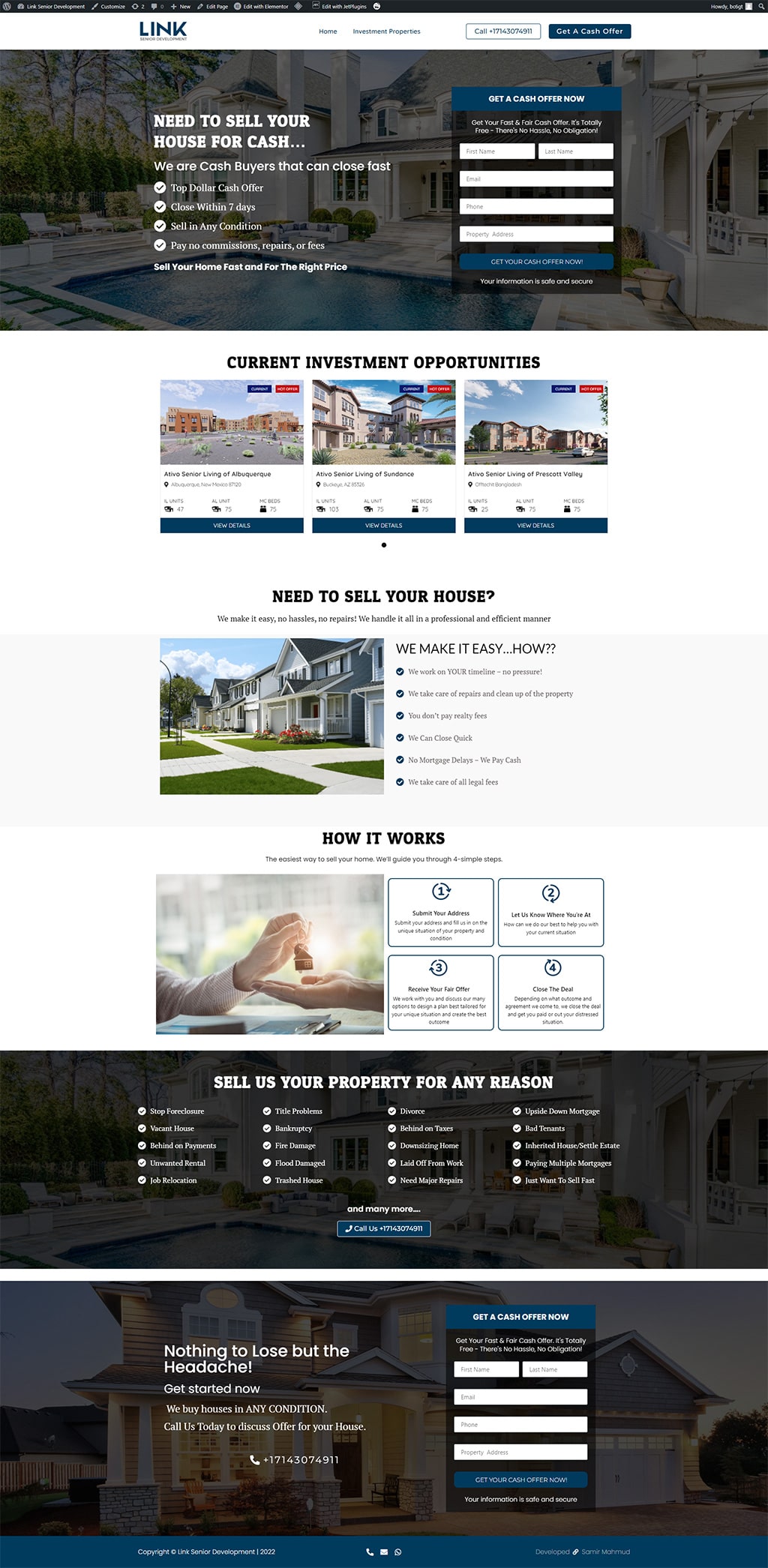 real estate investor website and landing page design