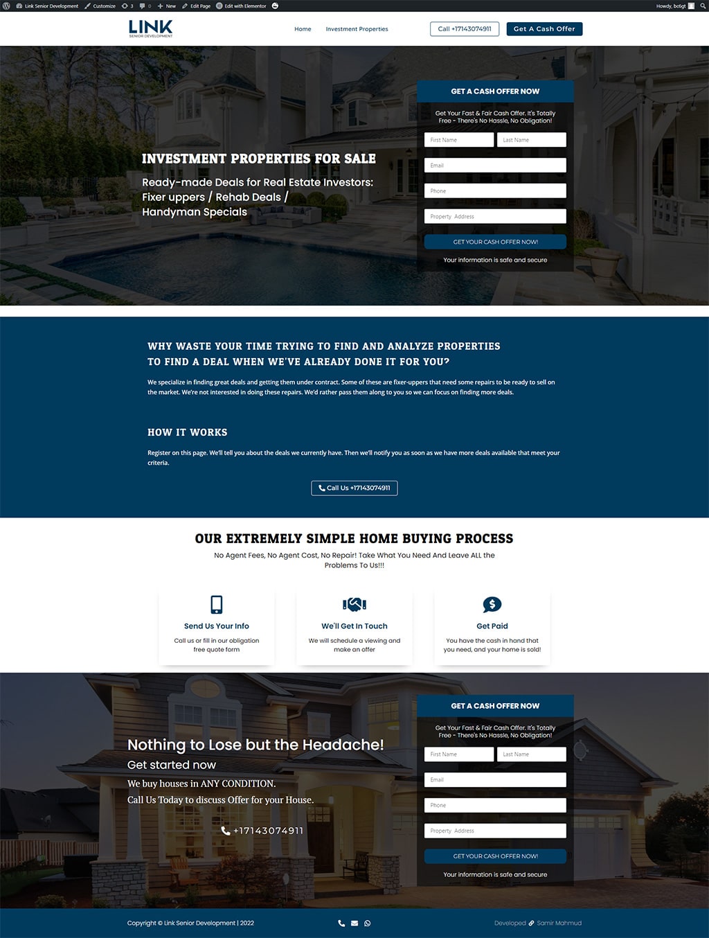 real estate investor website and landing page design